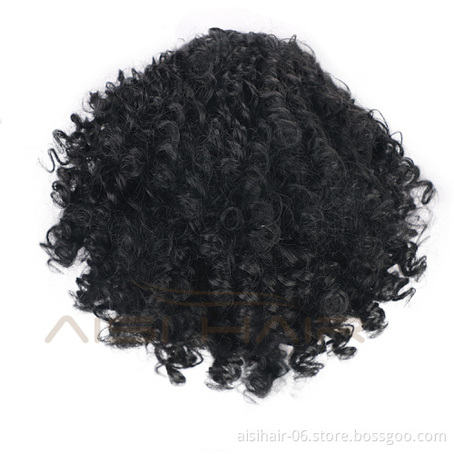 Aisi Hair Ponytail Afro Puff Kinky Curly Drawstring Hair Extensions High Temperature Fiber Short Hairpieces with Clips